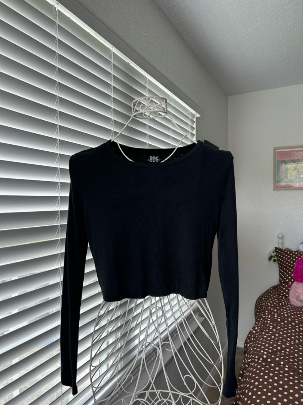 BDG Black Long-Sleeve Cropped Tee
